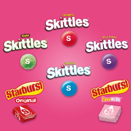 MIXED UP SKITTLES & STARBURST VARIETY PACK FULL SIZE CHEWY CANDY ASSORTMENT – 30 BARS