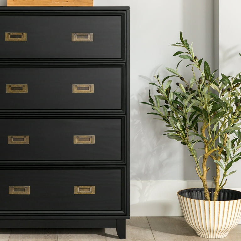 walker edison modern 4 drawer dresser Walker Edison Classic Modern Solid Wood 4-Drawer Dresser, Black