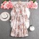 thumbnail image 3 of Vestido midi de manga larga con volantes y puños acampanados con estampado floral para mujer Pompotops hdfakjf2212, 3 of 7