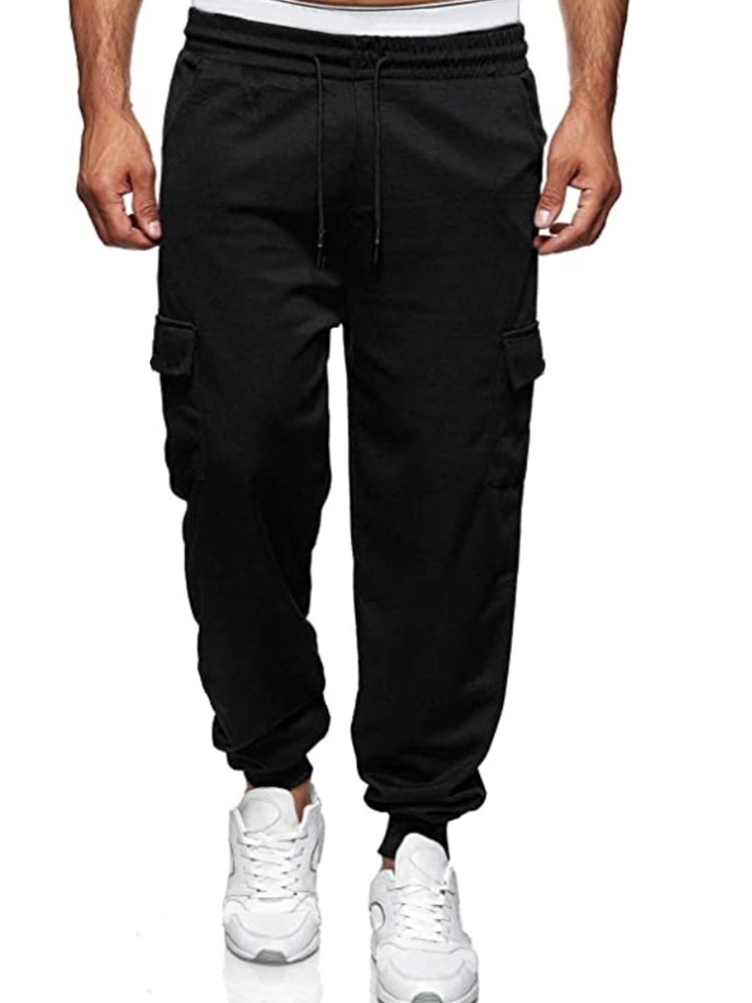 Men 's Drawstring Elastic Waist Pants for Sport Exercise Travel, Solid