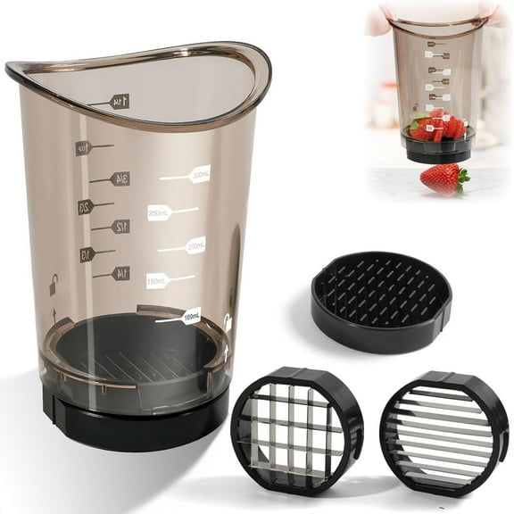 Cup Slicer, Dingrich Fruit Slicing Cup with Removable Blade, Stainless Steel Hard Boiled Eggs Slicer, Cup Cutter Kitchen Gadgets for Fruit, Vegetables, Banana, Salad, Fresh Platter Making