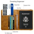 thumbnail image 2 of Portapasaporte WALNEW RFID de Cuero PU AA-Marrón+Azul, 2 of 9
