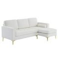 thumbnail image 4 of MINKUROW Sectional Sofa Couch w/Left Chaise Lounge,3-Seater Convertible Couches w/Tappered Metal Legs L-Shaped Modular Sofa for Small Apartment,Chenille Fabric L-Shape Couch w/Golden Legs, 4 of 7