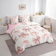 thumbnail image 4 of Homewish Retro Bow Ribbon 7pcs Bedding Comforter Set,Geometric Polka Dot Queen Bedding Sets,Pink Gray Queen Sheet Sets For Chgirls Kids,Super Cozy Room Decor Reversible, 4 of 9