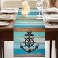 thumbnail image 3 of Table Runners 90 Inches Long Dress Scarves, Nautical Anchor Farmhouse Coffee/Dining/Kitchen Table Runner for Living Room, Retro Blue Brown Wooden Boards Farmhouse 13x90 Inch, 3 of 9
