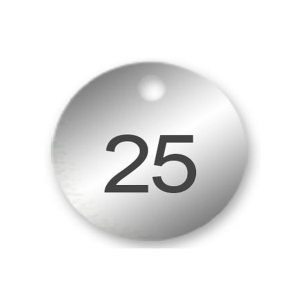 Numbered Aluminum Circle Valve Tags - 2 inch Pk/25 (Numbered 1-25)