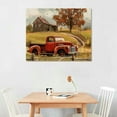 thumbnail image 2 of Acheng Barn Pictures Wall Decor Red Truck Farmhouse Canvas Painting Vintage Car Wall Framed Posters Home for Living Room Bedroom Bathroom Decoration  16x12in, 2 of 6