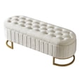 thumbnail image 3 of Noble House Elegant Upholstered Velvet Storage Ottoman with Button-Tufted,Beige, 3 of 10