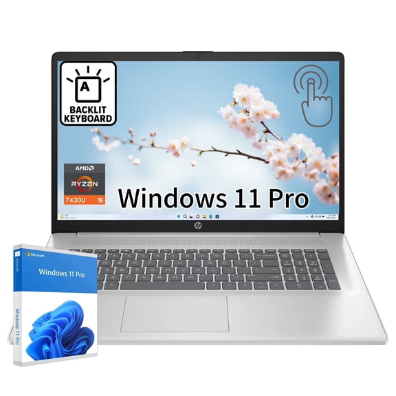 HP 17.3" HD  Touchscreen Notebook AMD Ryzen 5 7430U (Beats i7-1165G7) 32GB RAM 1TB SSD Natural Silver
