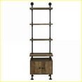 thumbnail image 4 of TV Stand Side Pier, Rustic Oak & Black, 3-Tier Shelves, 2-Door Storage | Wood+Metal | Black+Brown, 4 of 7