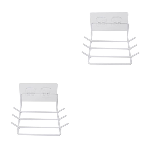 Inteprter Soporte para cuchara, soporte de almacenamiento montado en la pared, multiusos para cocina, estante colgante de hierro sin blanco 2piezas