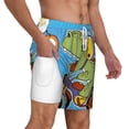 thumbnail image 2 of Kdxio Funny Dinosaurs Pursue A Meat Print Men'S Swim Trunks With Compression Liner 7 Inch Inseam Quick Dry Swim Shorts, 2 of 7