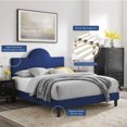 thumbnail image 2 of Platform Bed Frame, Twin Size, Blue Navy, Velvet, Modern Contemporary, Bedroom Master Guest Suite Room, 2 of 10
