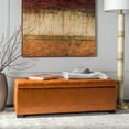 thumbnail image 2 of SAFAVIEH Large Manhattan Rustic Tufted Storage Bench, Saddle, 2 of 11
