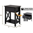 thumbnail image 3 of Small Night Stand with Storage Shelf and Drawer, Wood Nightstand for Bedrooms, Solid Wooden Night Table, Set of 2, Black, 3 of 10