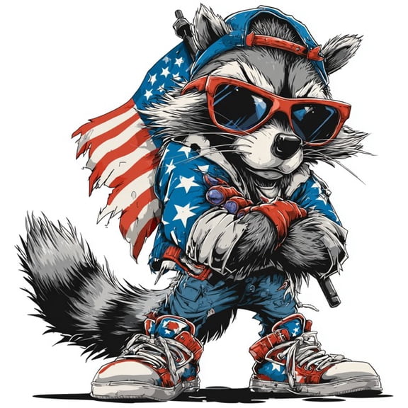 Cool Patriotic Raccoon Car Sticker – American Flag Decal, Funny Animal Vinyl for Trucks, Bumpers, Laptops, Windows, Waterproof UV-Resistant Auto Decor