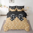 thumbnail image 2 of Homewish Boys Girls Kawaii Bow Knot Bedding Comforter Set 7 Pieces,Polka Dots Full Bedding Set Lightweight,Black Brown Fitted Sheet Flat Sheet,Breathable Home Decor,Reversible, 2 of 8
