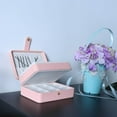 thumbnail image 2 of facefd Jewelry Storage Box PU Leather Big Portable for Jewellery Care Rings Girls Pink, 2 of 9