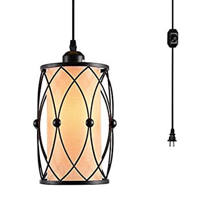 plug swag hanging pendant light industrial cord switch lighting fixtures dimmer ft ceiling cage lamp island kitchen dining bed chandelier