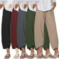 thumbnail image 2 of Ytdscs Women's Spring Summer Capri Pants Women Cotton Linen Trousers Solid Color Loose Pants S-5XL, 2 of 9