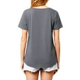thumbnail image 7 of Nlife Women Criss Cross V Neck Short Sleeve Solid Color T-shirt, 7 of 7