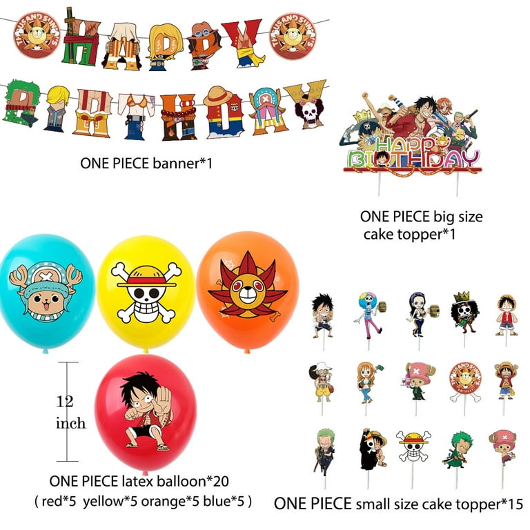 One Piece Anime Theme Party Supplies Kit Decorations Set Favors for Boys  Adult Grils 113 Pcs Includes Cake Cupcake Toppers Backdrop Tablecloth