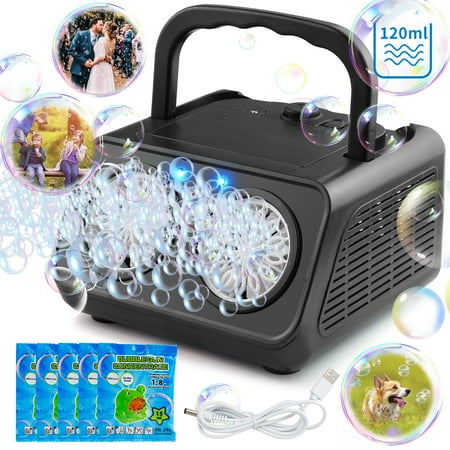 Bubble Machine Automatic Bubble Blower for Kids & Toddlers, Bubble Maker Plug-in or Batteries Bubble Toys for Outdoor Birthday Party