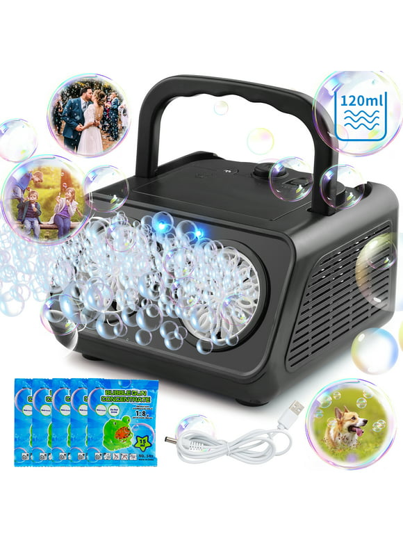 Bubble Machine Automatic Bubble Blower for Kids & Toddlers, Bubble Maker Plug-in or Batteries Bubble Toys for Outdoor Birthday Party