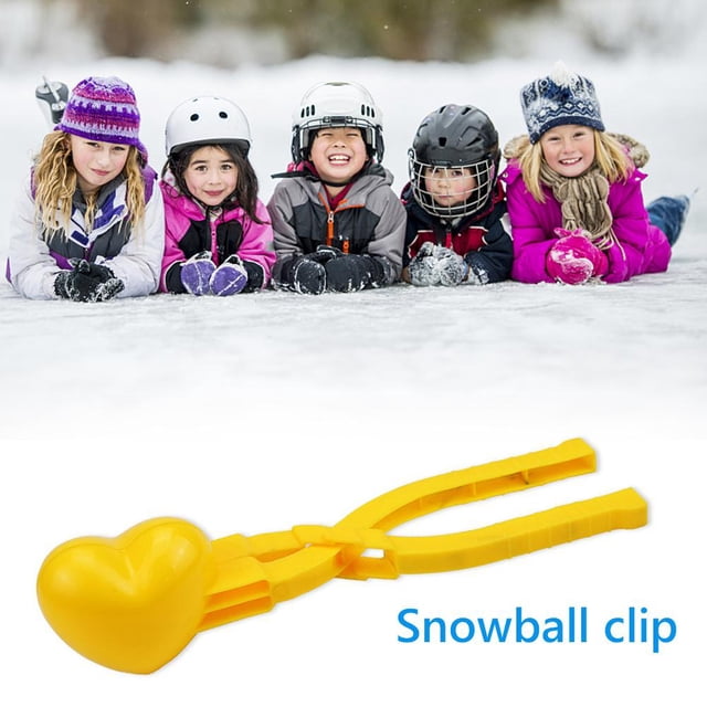 Clip para hacer bolas de nieve con forma de amor para niños, molde de arena para nieve de invierno al azar (amarillo)