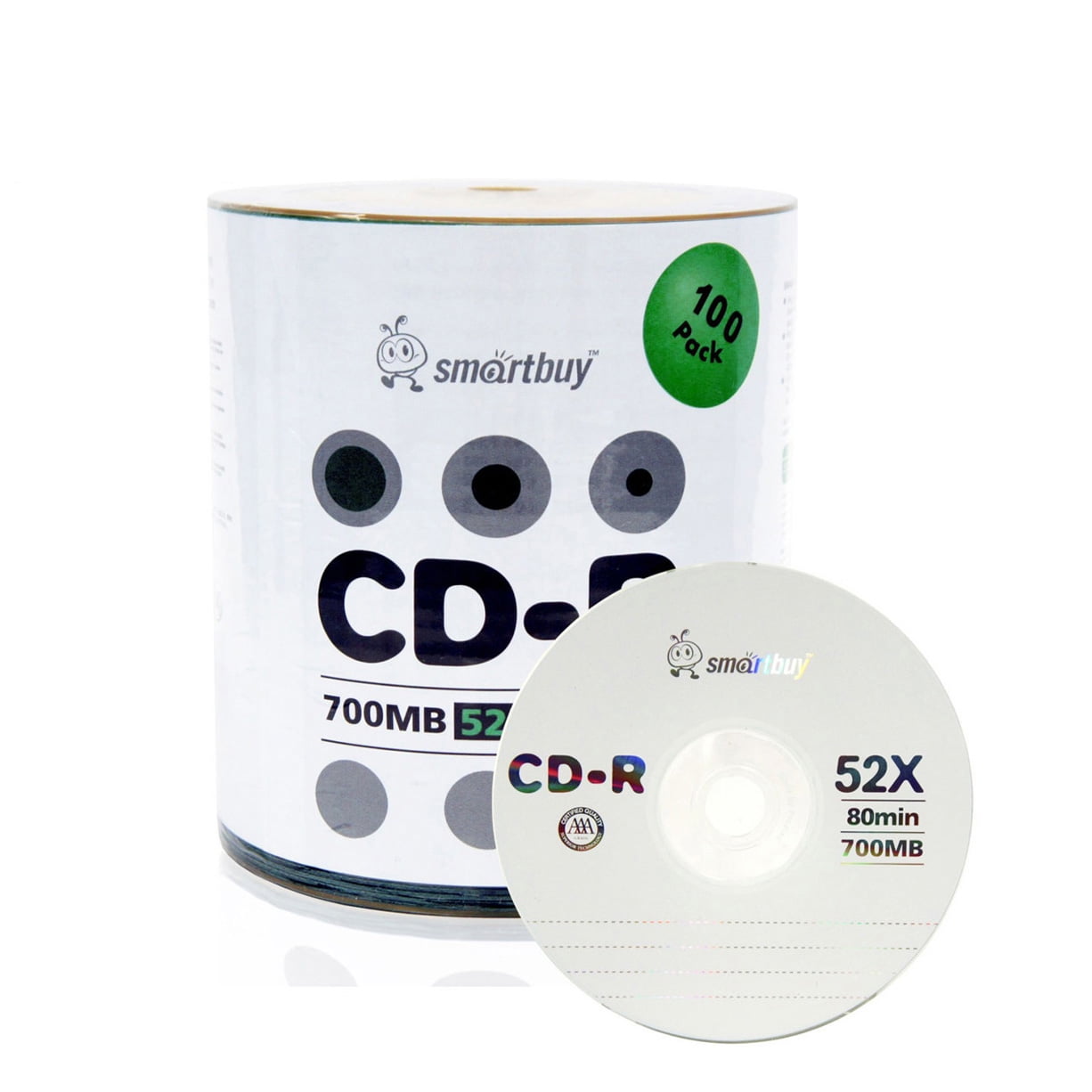 New 100 PCS Of 52X CD-R Blank Media Discs White Top 700MB/80min 