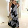 thumbnail image 2 of Womens Dresses Summer Sleeveless Plus Size Camouflage V-Collar Long Maxi Casual Dress Grey M, 2 of 8