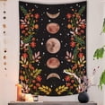 thumbnail image 3 of Tapiz de poliéster con fase lunar para colgar en la pared, tapiz Retro de flores negras, decoración del hogar, tela de fondo, revestimiento de Decoración del hogar color natural 100x150cm Ounissouiy HA7125-02B, 3 of 6