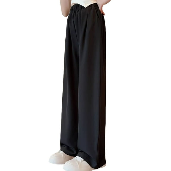 MEZZALL Girls Pants Leisure Solid Color Straight Leg Suit Pants Casual Fashion Pants For 4-12 Years Trousers 8-9 Years Relaxed Fit Baby Wear