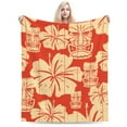thumbnail image 6 of LNWH Orange Hawaiian Print Art Pattern Throw Blanket, Fluffy Soft Cozy Bed Flange Plush Blankets, 40"x30", 6 of 8