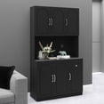 thumbnail image 2 of MAYEERTY 71-Inch Kitchen Pantry Storage Cabinet, Freestanding Hutch with Microwave Countertop 6 Doors 1 Drawer Black, 2 of 6