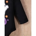 thumbnail image 6 of Wassery 2Pcs Baby Girl Fall Outfits Long Sleeve Letter Ghost Spider Web Bat Print Sweatshirt Rompers Tops Flare Pants 3M 6M 9M 12M 18M 24M Toddler Halloween Clothes Set, 6 of 9