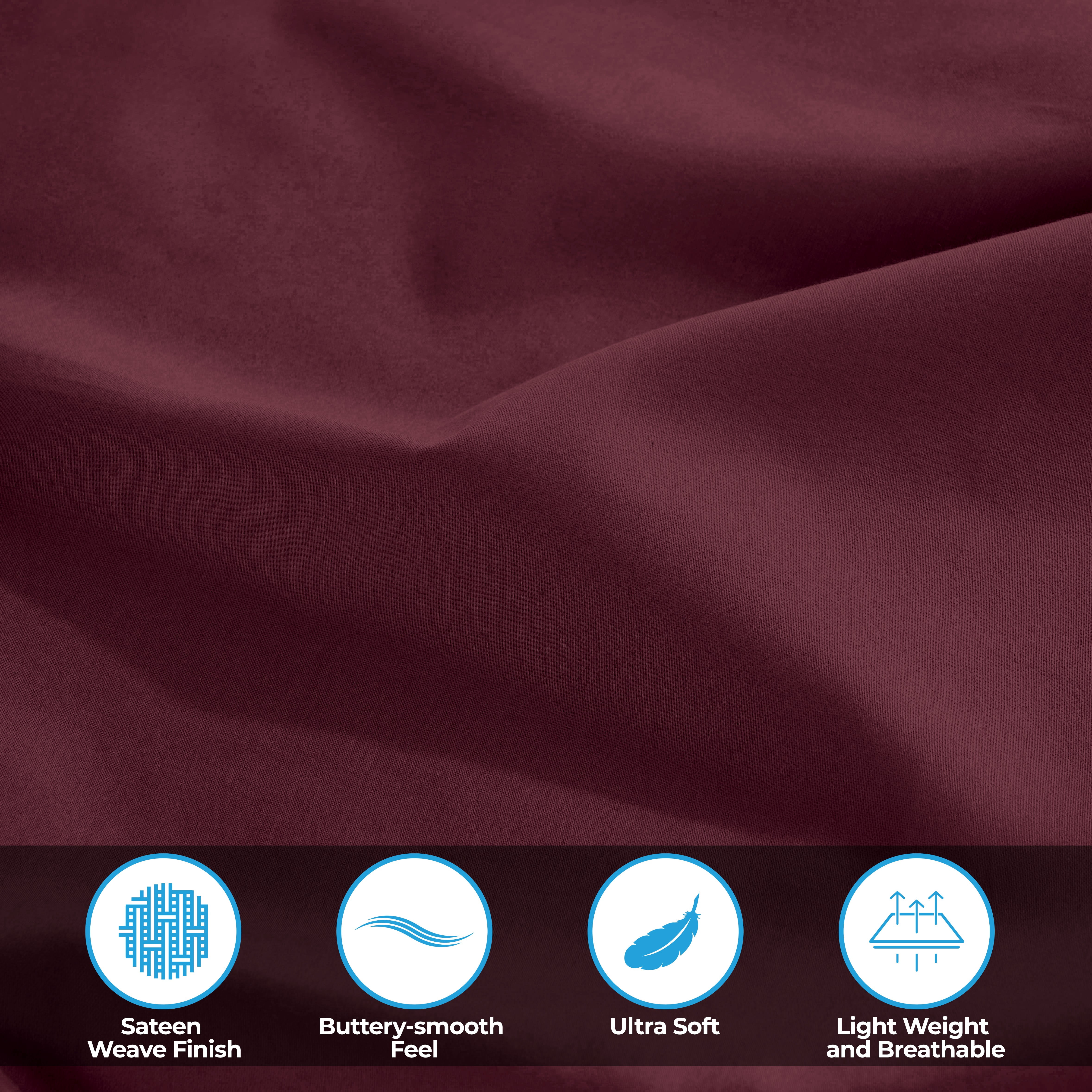 Superior Egyptian Cotton 300 Thread Count Deep Pocket Sheet Set, California King, Plum