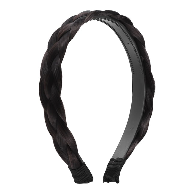 Diadema trenzada Unique Bargains de cabello sintético Negro marrón 1 pieza 12.8x2.8cm