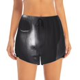 thumbnail image 2 of Salouo Mystical Masked Figure Monochrome Print Women's 2 in 1 Running Shorts Double-Layer Shorts Athletic Workout Gym Yoga Shorts Running Shorts for Women-X-Large, 2 of 7