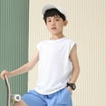 thumbnail image 2 of Cathalem Tank Tops for Boys Boy's Sleeveless Crew Neck Casual Solid Tank Top (White,5-6 Years), 2 of 4