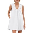 thumbnail image 4 of QTBIUQ Womens Dress with Pocket V Neck Pleated Sleeveless Casual Summer Dress for Party Wedding Guest Beach Dress, 4 of 8