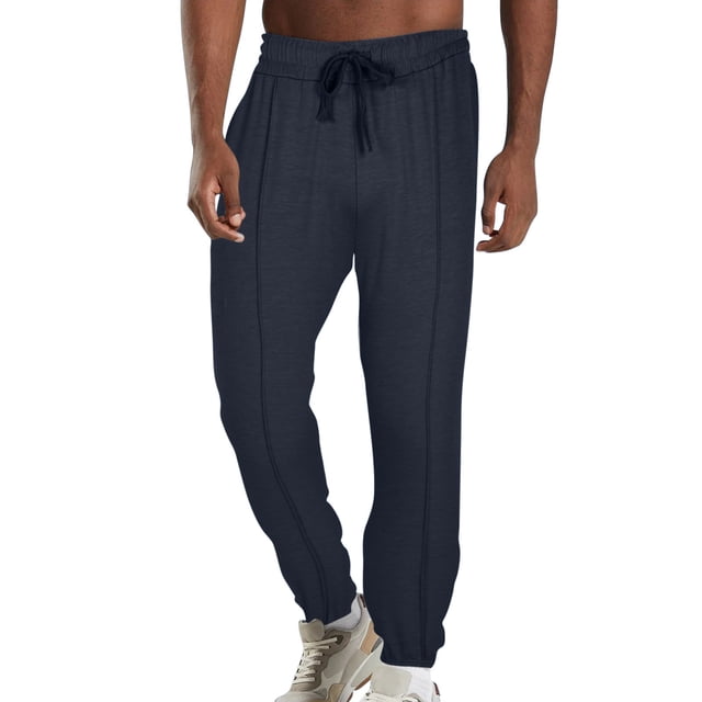 Dagugfen Mens Pants Elastic Waist Drawstring Fitted Comfy Workout Running Sports Sweatpants Solid Color