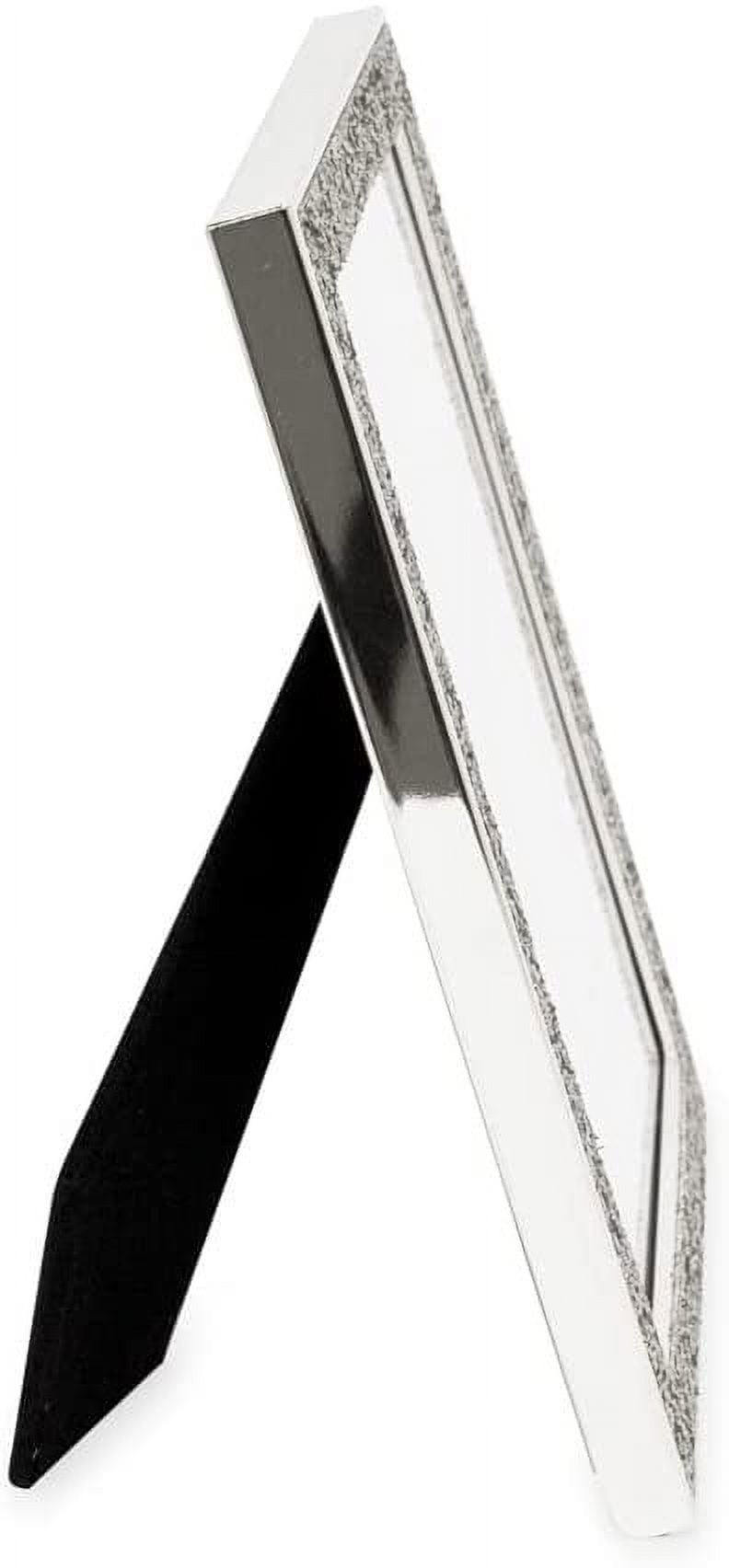 Isaac Jacobs 5x7 Silver Metal Glitter Vertical & Horizontal Picture Frame, with Black Fabric Easel, Wall-Mountable, Made for Tabletop