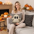 thumbnail image 5 of Halloween Home Decor, Halloween Throw Pillow Covers, Ghost Pillow Covers, Halloween Pillows for Couch, 4-Pack 18X18 Inch Digital Print Black White Cute Ghost Striped Sofa Bed, 5 of 7