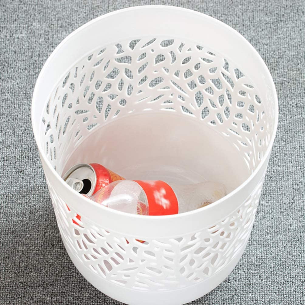 1pc Plastic Without Lid Waste Paper Bins Hollow Round Pattern Small ...