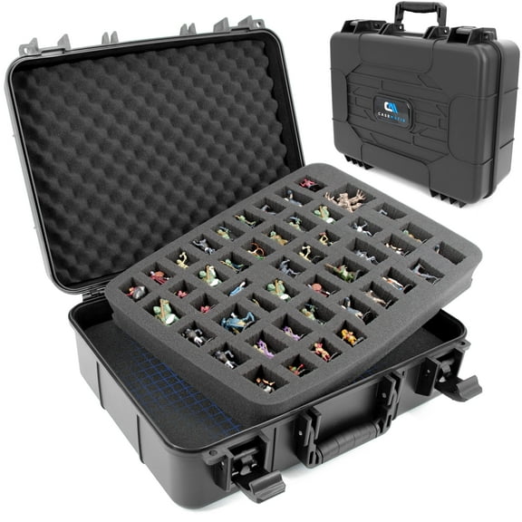 CASEMATIX Miniature Storage Case – Dual-Layer Customizable Foam for Warhammer, D&D & More – Hard Shell Carrying Case for Miniatures, Large Units & Vehicles