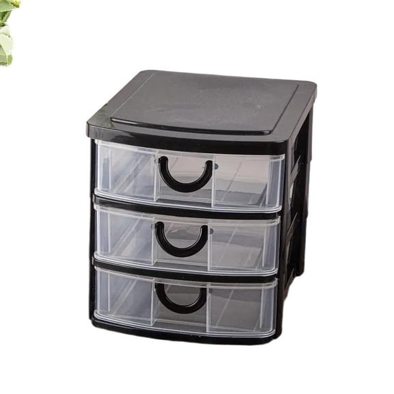 3-Drawer Cosmetic Organizer Box with Transparent Drawers, Durable Plastic Storage Cabinet for Desktop, Vanity, Bathroom & Office, 1-Pack