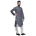 thumbnail image 2 of Atasi Ensemble Kurta Pyjama en Rayonne à Manches Longues Imprimé Asymétrique à Boutons, 2 of 4