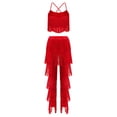 thumbnail image 2 of inhzoy Latin Dance Suit for Women Sleeveless Tango Ballroom Dance Tops with Tassel Latin Dance Pants Red S, 2 of 7