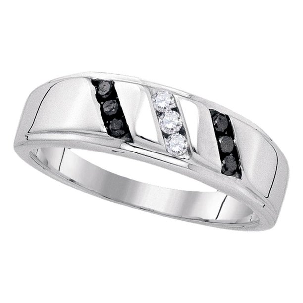 Gnd Sterling Silver Mens Round Black Color Enhanced Diamond Wedding Band Ring 1 4 Cttw Walmart Com Walmart Com